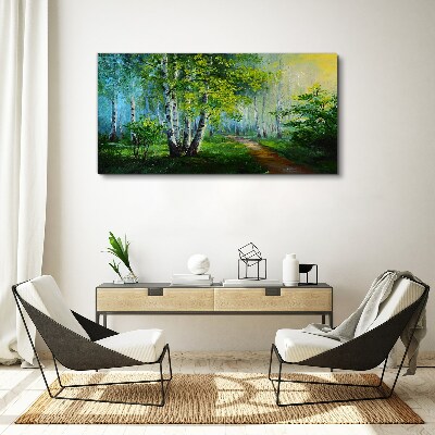 Green forest in the morning fog Canvas Wall art