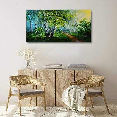 Green forest in the morning fog Canvas Wall art