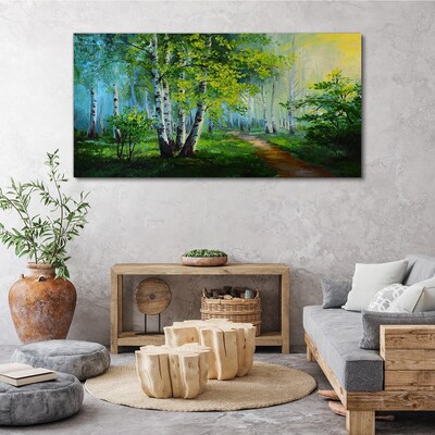 Green forest in the morning fog Canvas Wall art