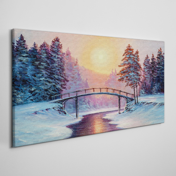 Winter bridge in the sunlight Canvas print