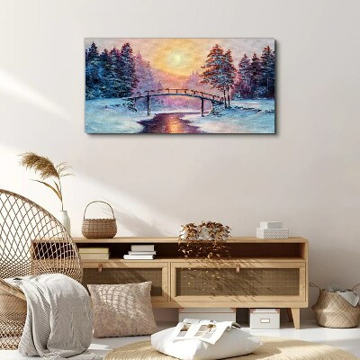 Winter bridge in the sunlight Canvas print