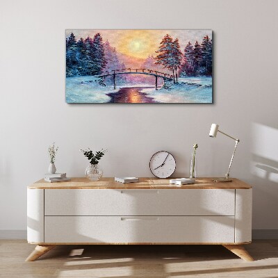 Winter bridge in the sunlight Canvas print