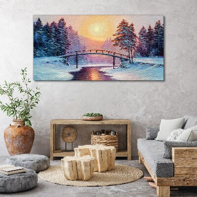 Winter bridge in the sunlight Canvas print