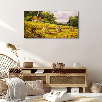 Golden fields and a country cottage Canvas print