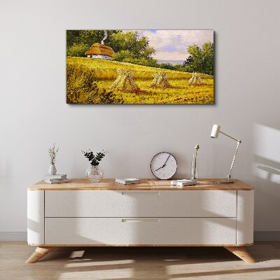 Golden fields and a country cottage Canvas print