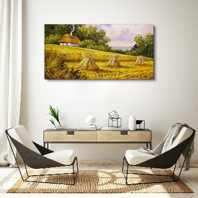 Golden fields and a country cottage Canvas print