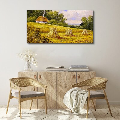 Golden fields and a country cottage Canvas print