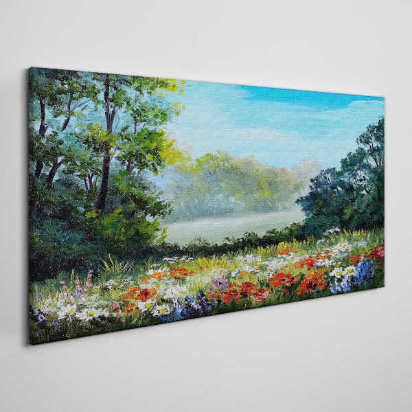 A flower landscape in the summer sun Canvas Wall art