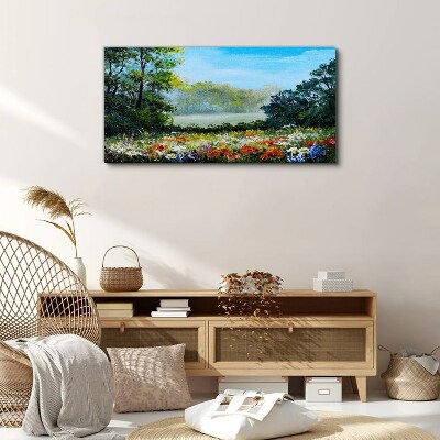 A flower landscape in the summer sun Canvas Wall art