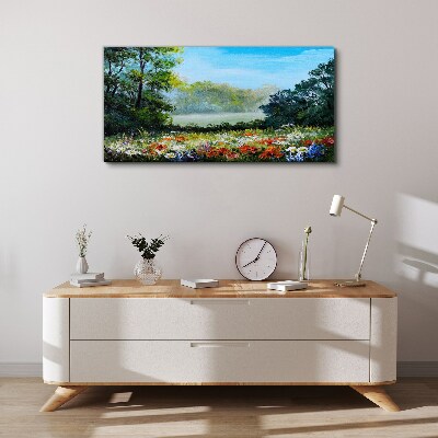 A flower landscape in the summer sun Canvas Wall art