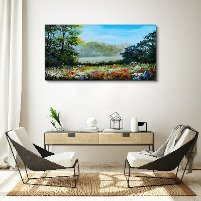 A flower landscape in the summer sun Canvas Wall art