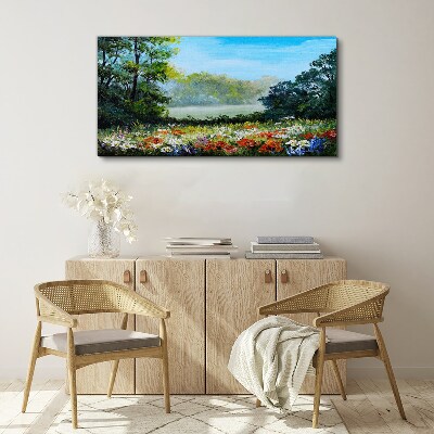 A flower landscape in the summer sun Canvas Wall art
