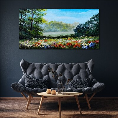 A flower landscape in the summer sun Canvas Wall art