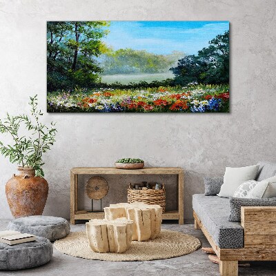 A flower landscape in the summer sun Canvas Wall art