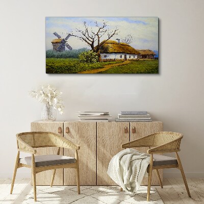 Countryside Scenery with a Windmill Canvas print