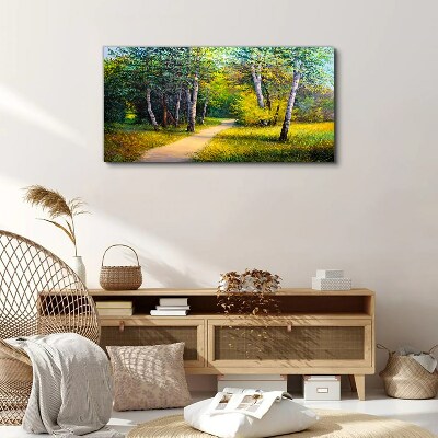 Nature trees grass road Canvas print