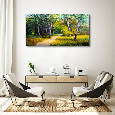 Nature trees grass road Canvas print