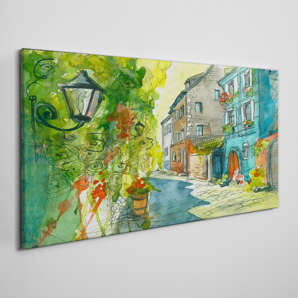 A charming street in color Canvas Wall art