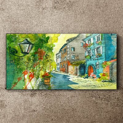 A charming street in color Canvas Wall art