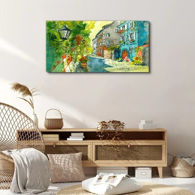 A charming street in color Canvas Wall art