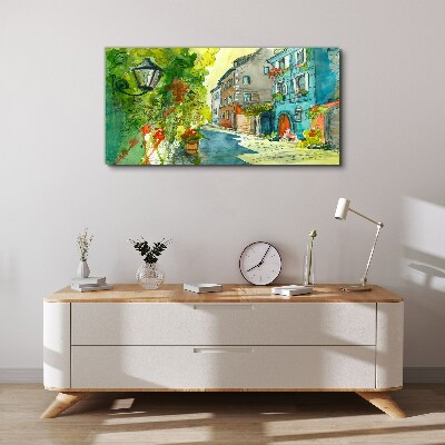 A charming street in color Canvas Wall art