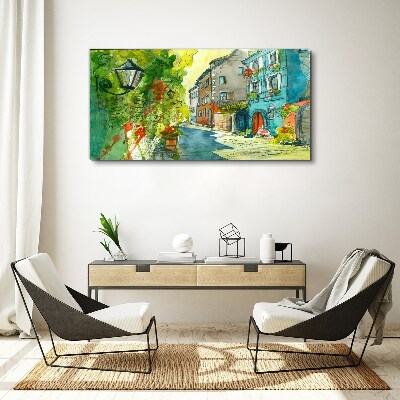 A charming street in color Canvas Wall art