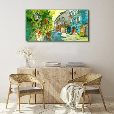 A charming street in color Canvas Wall art