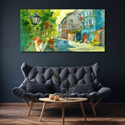 A charming street in color Canvas Wall art