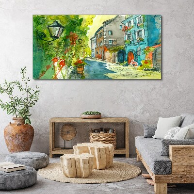 A charming street in color Canvas Wall art