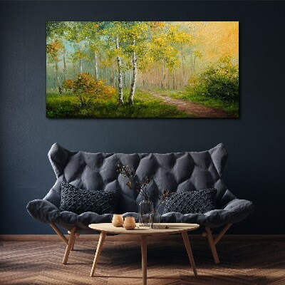 Forest path leaves Canvas Wall art
