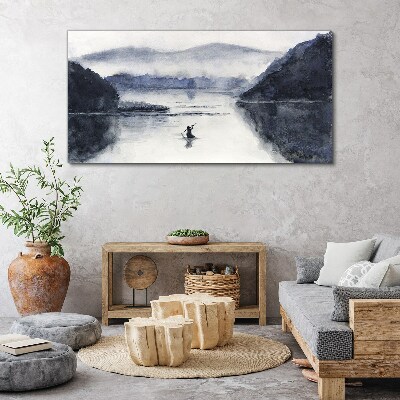 A quiet morning by the lake Canvas print