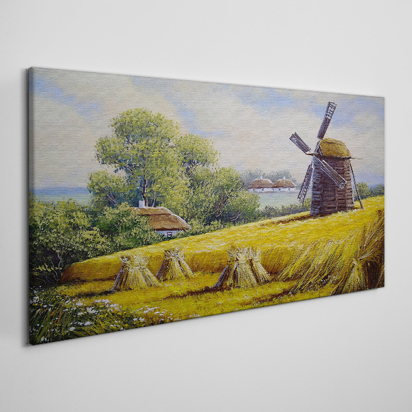 Rural landscape with a windmill Canvas print