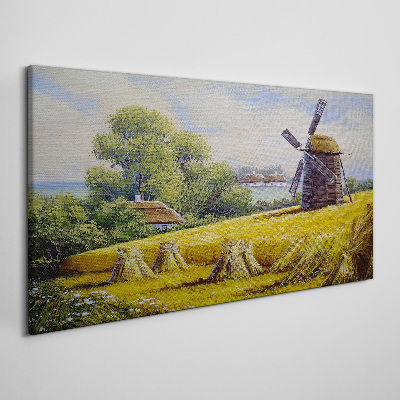 Rural landscape with a windmill Canvas print