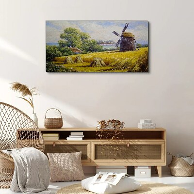 Rural landscape with a windmill Canvas print