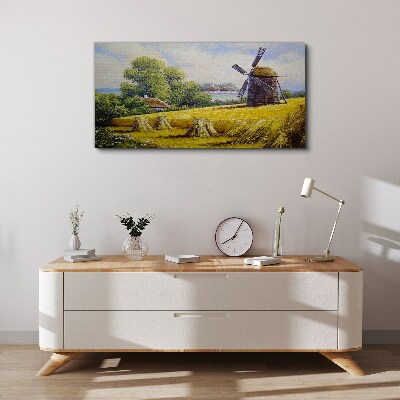 Rural landscape with a windmill Canvas print