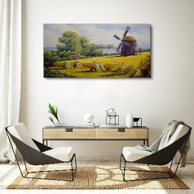 Rural landscape with a windmill Canvas print