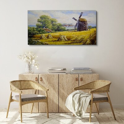 Rural landscape with a windmill Canvas print