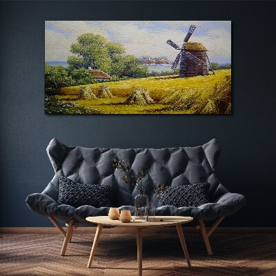 Rural landscape with a windmill Canvas print