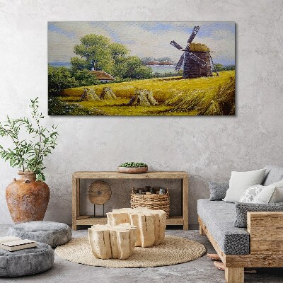 Rural landscape with a windmill Canvas print