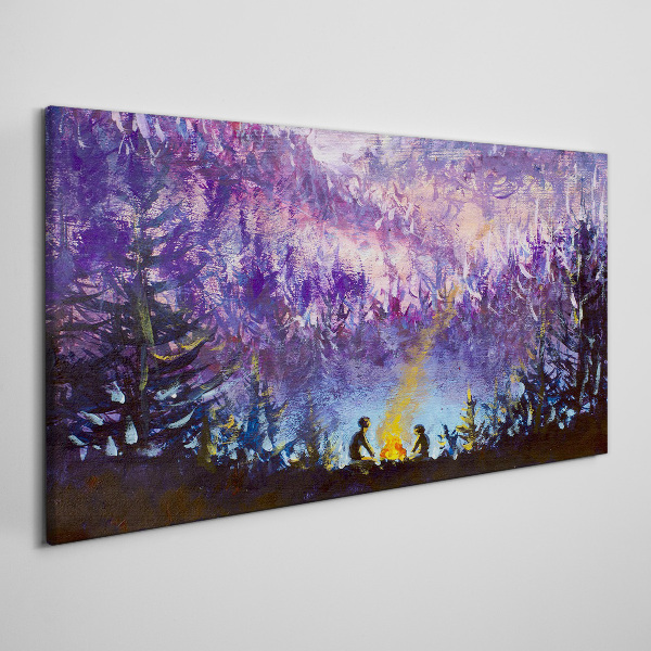 The magic of an evening campfire in the forest Canvas print