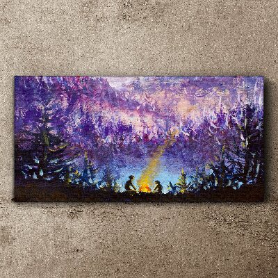 The magic of an evening campfire in the forest Canvas print