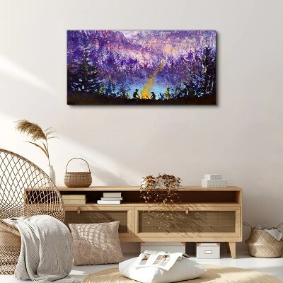 The magic of an evening campfire in the forest Canvas print