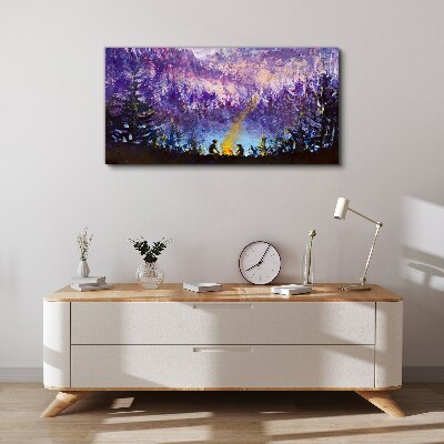 The magic of an evening campfire in the forest Canvas print