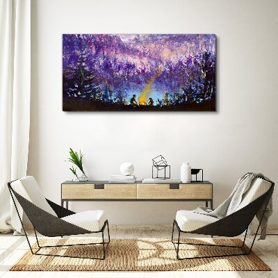 The magic of an evening campfire in the forest Canvas print