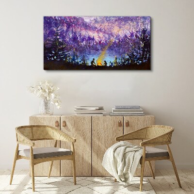 The magic of an evening campfire in the forest Canvas print