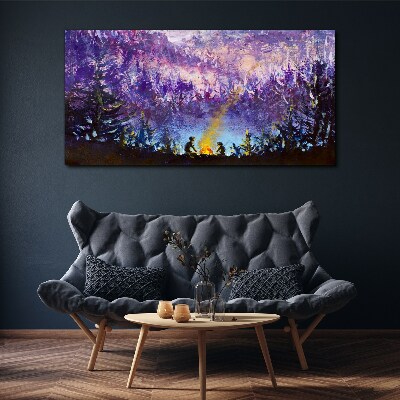 The magic of an evening campfire in the forest Canvas print
