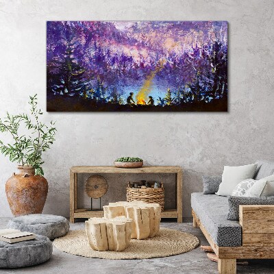 The magic of an evening campfire in the forest Canvas print