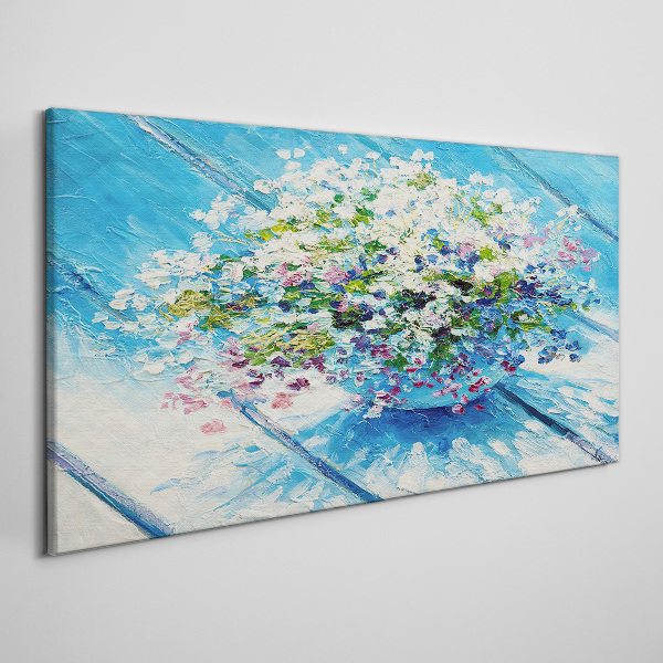 Floral composition on a blue background Canvas print