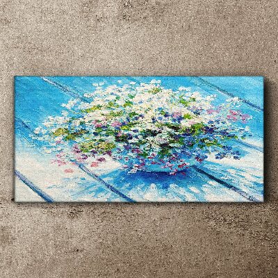 Floral composition on a blue background Canvas print