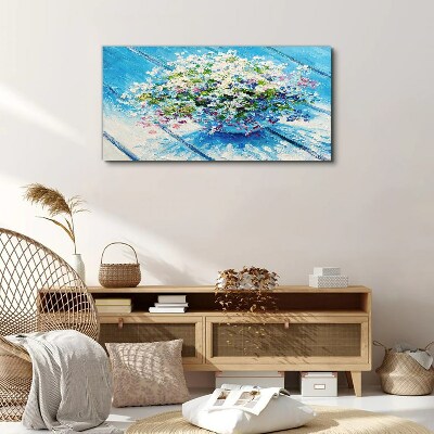 Floral composition on a blue background Canvas print